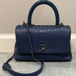 Chanel coco top handle python mini bag